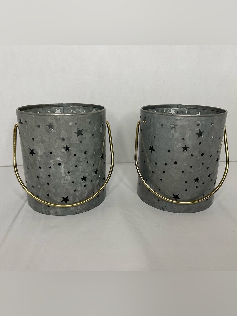 Smith & Hawken Gray Star Cutout Lanterns with Gold Handles